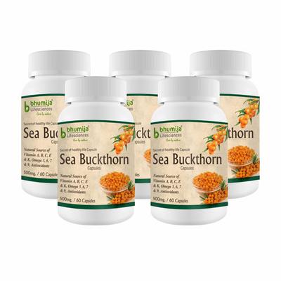 Bhumija Lifesciences Sea Buckthorn 500 mg Capsule (Pack of 5 x 60's) - Speciality Medicines