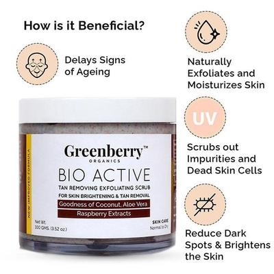 Greenberry Organics Bio Active Tan Removing Exfoliating Scrub 100 gm - Night Cream