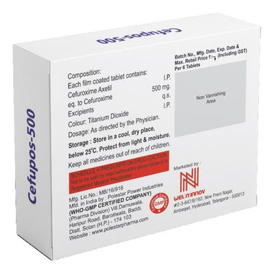 CEFUPOS 500 Tablet 6's - Bacterial Infections-Cep