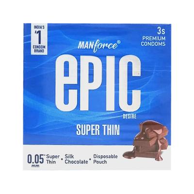Manforce Epic Desire Super Thin Condoms - Skin Chocolate 3's - Plain/Flavoured Condoms