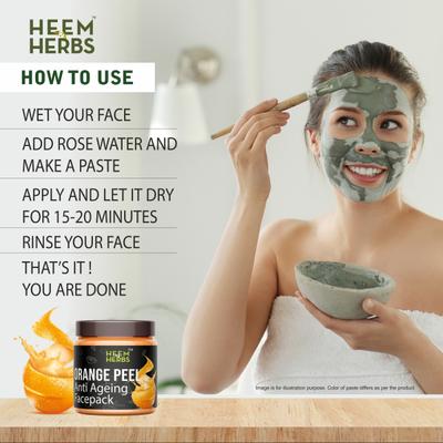Heem & Herbs Anti Ageing Face Pack - Orange Peel 80 gm - Face Packs