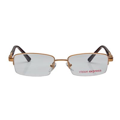Vision Express 11957 Gold Oval Eyeglasses (Including Anti-Reflective Coating Lens) 1's - Wearables Eye Glasses