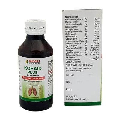 Bakson's Kof Aid Plus Sugar Free Cough Syrup 115 ml - Speciality Medicine