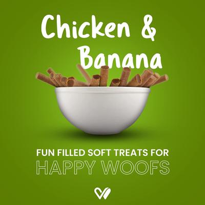 Wiggles Barkstix Dog Treats - Chicken & Banana 100 gm - Petfood