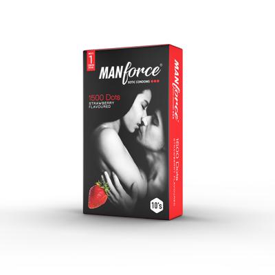 Manforce 1500 Dots Xotic Condoms - Strawberry Flavoured 10's - Plain/Flavoured Condoms