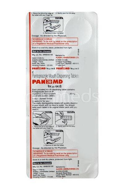 PAN 20mg MD Tablet 10'S - Ulcer/Reflux/Flatulence-Aaa