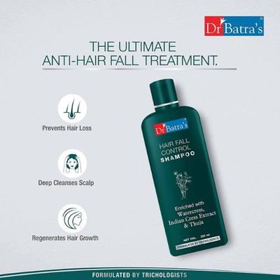 Dr Batra's Hair Fall Control Shampoo 200 ml + Hair Fall Control Oil 200 ml + Hair Fall Control Serum 125 ml - Hair Treatment