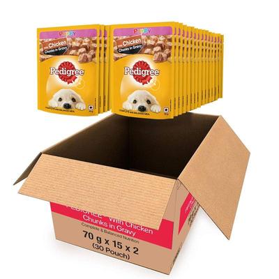 Pedigree Puppy Chicken Chunks in Gravy (Pack of 70gm x 30) 2100 gm - Petfood