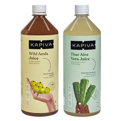 Kapiva Wild Amla Juice 1 Litre + Thar Aloe Vera Juice 1 litre - Ayurvedic Juices