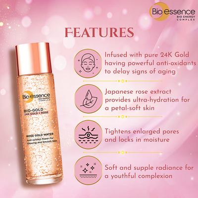 Bio-Essence Bio-Gold Rose Gold Water Essence 100 ml - Toners