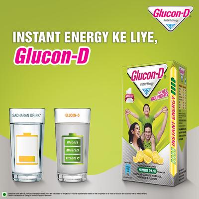 Glucon-D Instant Energy Powder - Nimbu Pani (Refill) (Tiffin box worth 80 Rupees Free) 450 g - Energy Drinks