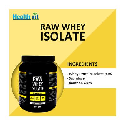 Healthvit Raw Whey Isolate Protein Powder - Unflavored 500 gm - Whey Proteins