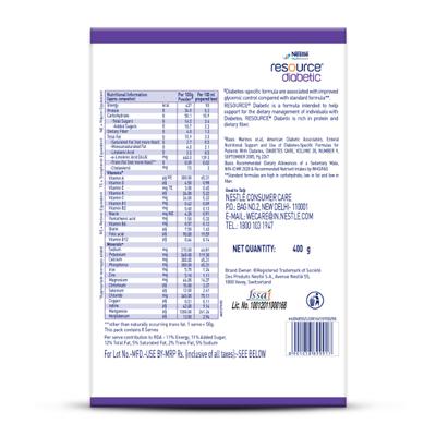 Nestle Resource Diabetic Powder - Vanilla Flavour 400 gm (Pet Jar) - Diabetes (Fitness)