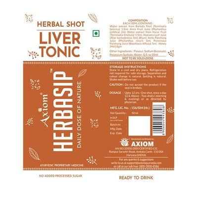 Axiom Herbasip Liver Tonic Juice Shots (Pack of 6 X 50 ml) - Ayurvedic Juices