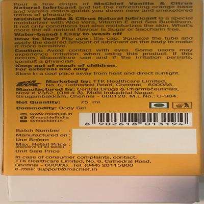 MsChief Vanilla And Citrus Lubricant 75 ml - Flavoured Lubes