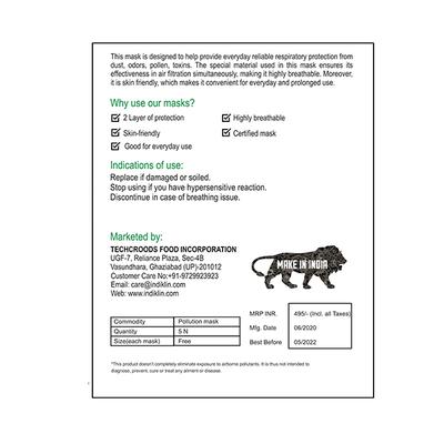 Indiklin Reusable Cloth Mask (Pack of 5) - Face Mask