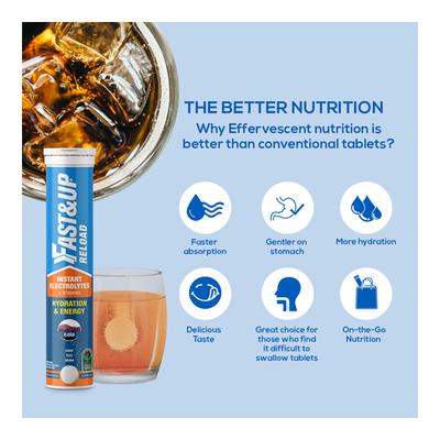 Fast&Up Reload Hydration & Energy Effervescent Tablet - Cola Flavour 20's - Energy Drinks