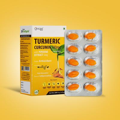 Origins Nutra Turmeric Curcumin 500 mg Veg Softgel Capsule (Pack of 3 x 10's) 1's - Herbal Dietary Supplement