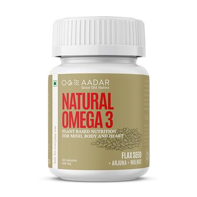 Aadar Natural Omega 3 Capsule 60's-Vegan Omega-3 for Men and Women - Omega Fish Oil Fatty Acids