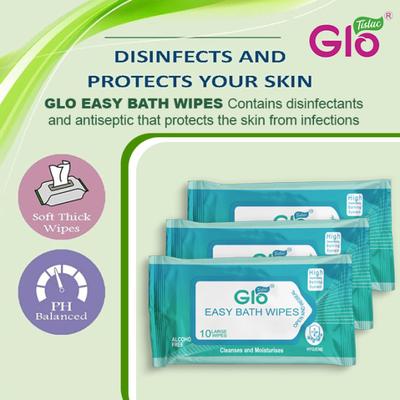 Glo Tislac Easy Bath Wipes 10's - Tissues & Wipes