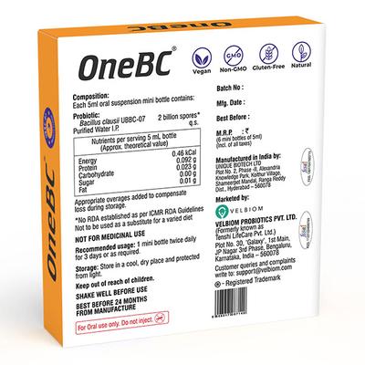 Velbiom OneBC Probiotic Oral Suspension (Pack of 6 x 5 ml) - Digestive Health