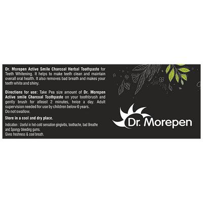 Dr. Morepen Active Smile Charcoal Toothpaste - Mint 100 gm - Toothpaste
