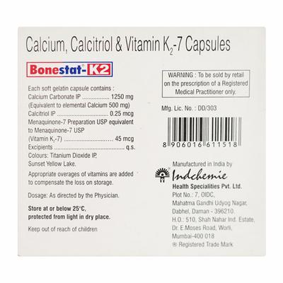 Bonestat K2 Capsule 15'S - Supplements-Cal