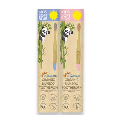 Dr.Morepen Organic Bamboo Kids Toothbrush Combo Pack (Soft - Blue 1's, Pink 1's) - Toothbrushes