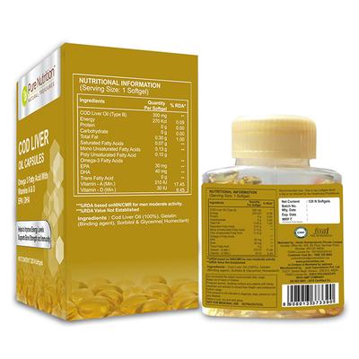 Pure Nutrition Cod Liver Oil Softgel Capsule 120's - Omega Fish Oil Fatty Acids