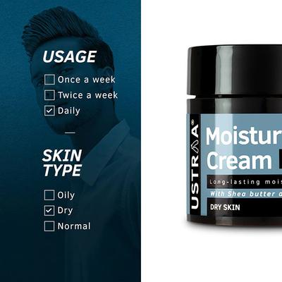 Ustraa Men's Moisturising Cream - Shea Butter & Olive Oil (Dry Skin) 100 gm - Face Moisturizers