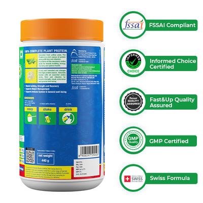 Fast&Up Vegan Plant Protein Powder - Strawberry Splash Flavour 440 gm - Workout Essentials