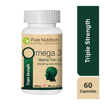 Pure Nutrition Omega 3 Marine Fish Oil Softgel Capsule 60's - Omega Fish Oil Fatty Acids
