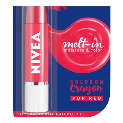 Nivea Color On Lip Crayon Pop Red 3 gm - Lip Balms