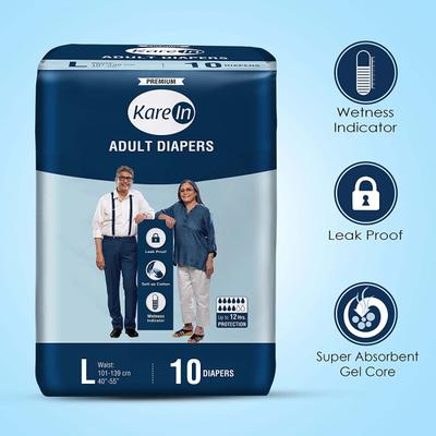 Kare In Premium Adult Diaper Pants (L) (101-139 cm) 10's - Adult Diapers & Pads