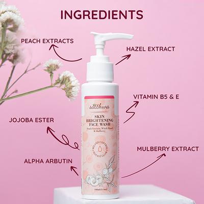 Satthwa Skin Brightening Face Wash - Peach Extracts, Witch Hazel & Mulberry 100 ml - Face Washes