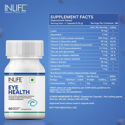 Inlife Eye Health Vegetarian Capsules 60's - Calcium And Minerals