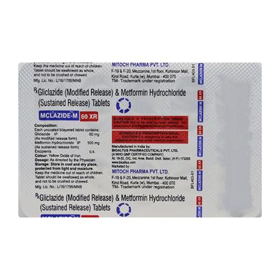 Mclazide M 60 XR Tablet 10'S - Diabetes-Ant