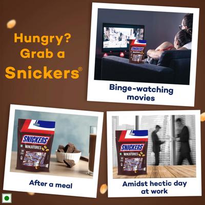 Snickers Miniatures Chocolate Bars (Pack of 11 x 12 gm) 1's - Nutritional Bars