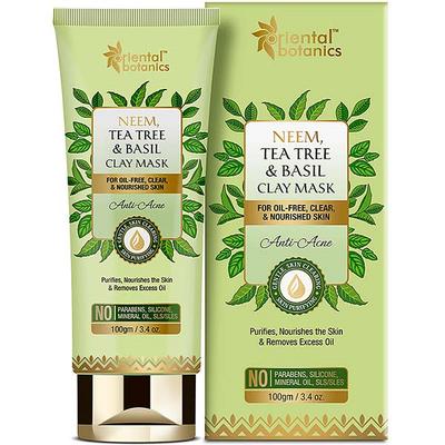 Oriental Botanics Neem, Tea Tree And Basil Anti Acne Clay Mask + Face Scrub 200 gm - Face Scrubs
