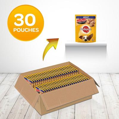 Pedigree Adult Chicken & Liver Chunks in Gravy (Pack of 70gm x 30) 2100 gm - Petfood