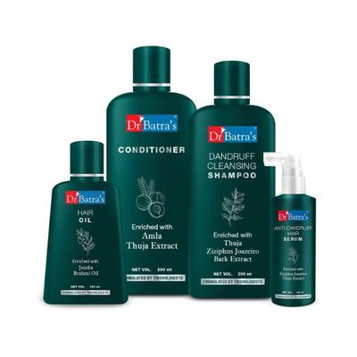 Dr Batra's Dandruff Cleansing Shampoo 200 ml + Conditioner 200 ml + Hair Oil 100 ml + Anti-Dandruff Hair Serum 125 ml - Hair Treatment