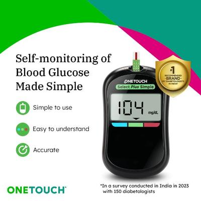 OneTouch Select Plus Simple Blood Glucose Monitoring System (Free 10 Test Strips + Lancing Device + 10 Lancets) - Blood Glucose Monitors/Strips
