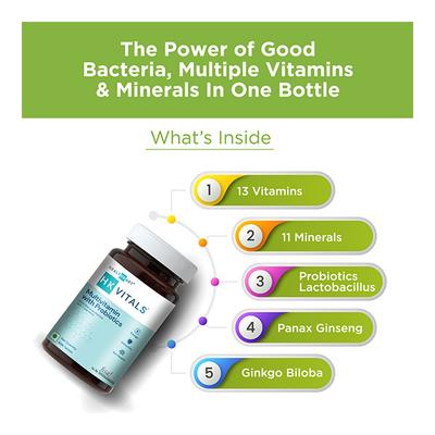 HealthKart HK Vitals Multivitamin with Probiotic Tablet 60's - Digestive Health