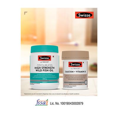 Swisse General Wellness (Wild Fish Oil Capsule 200's, Calcium+ Vitamin D Tablet 90's) Combo Pack - Multi-Vitamins