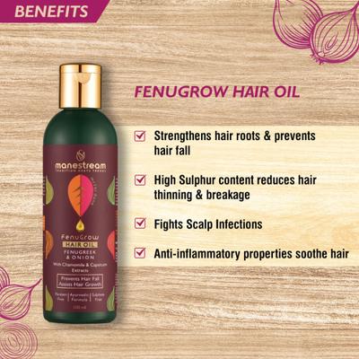 Manestream FenuGrow Hair Oil - Fenugreek & Onion 100 ml - Hair Oils