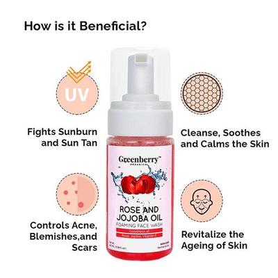 Greenberry Organics Foaming Face Wash - Rose & Jojoba Oil 100 ml - Face Wash & Cleansers