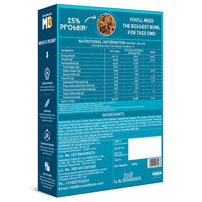 MuscleBlaze High Protein Muesli Mix - Fruits & Nut 400 gm - Nutritional Bars