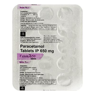 FELOK 650MG TABLET 15'S - Fever-Ana