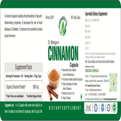 Dr. Bhargav's Cinnamon Veg Capsule 60's - Pure Herbs
