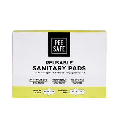 Pee Safe Reusable Sanitary Pads (Regular Pad 3's + Overnight Pad 1's + Leak Proof Pouch 1's) - Sanitary Napkins